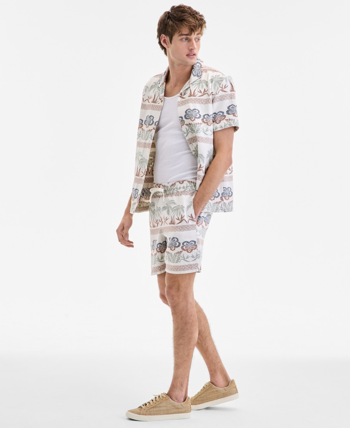 Sun + Stone Men's Ace Printed Drawstring 6" Shorts, Exclusively At Macy's