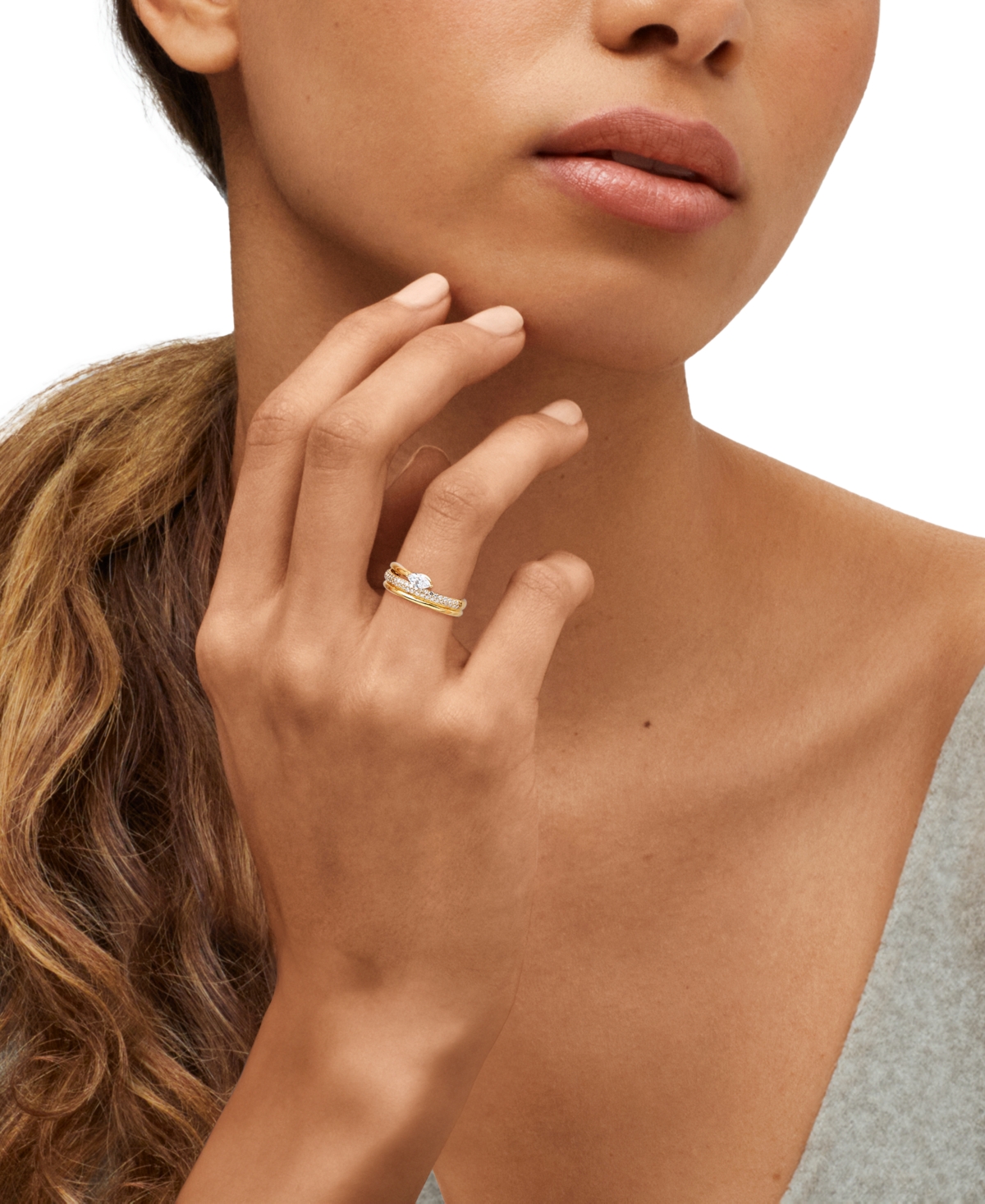 Forever Grown Diamonds Lab Grown Diamond Marquise & Round Wrap Ring (1/2 ct. t.w.) in 14k Gold-Plated Sterling Silver