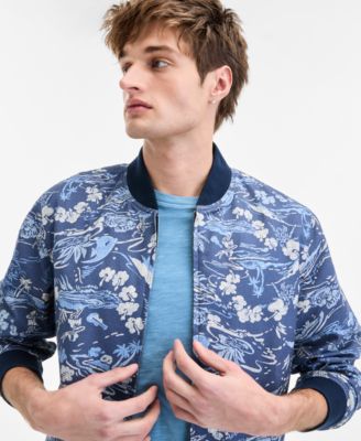 Men's Floral Print Zip-Front Bomber Jacket, Exclusively at Macy's