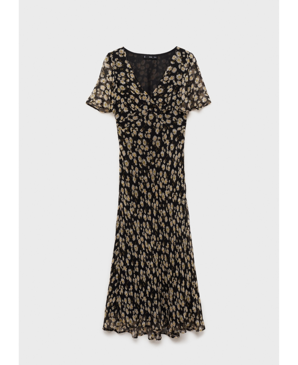Mango Floral Print Midi Dress In Black