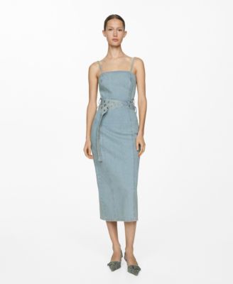 MANGO - Women's Denim Belt Dress