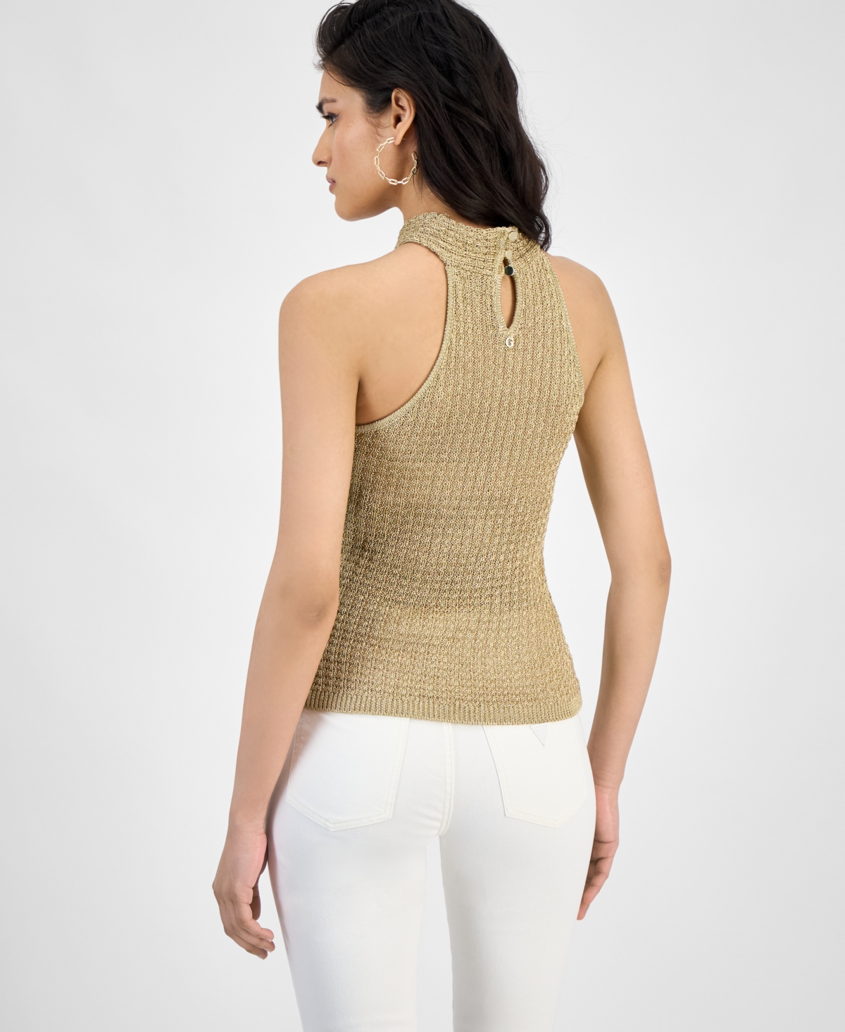 GUESS WOMEN'S ELLA KEYHOLE TWISTED-HALTER SWEATER TOP 