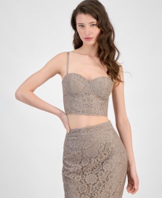GUESS - Women's Josiane Cropped Lace Corset Top