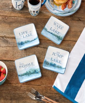 Wake At The Lake Canape 4-Pc. Plates, Service For 4