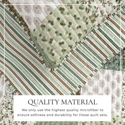 All Season Floral Stitched Quilt Set with Shams