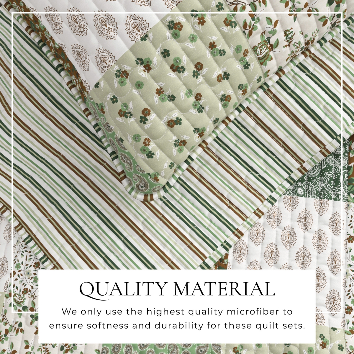 Linery & Co. All Season Floral Stitched Quilt Set with Shams - Floral grid