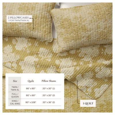 Cotton Stitched Reversible Floral 3 Piece Quilt and Sham Set