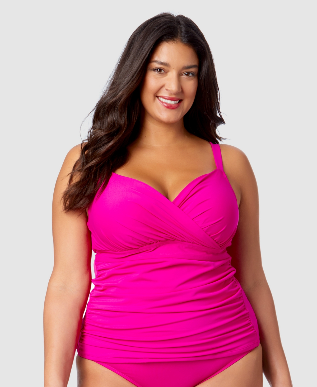 Anne Cole Plus Size Shirred Tankini Top
