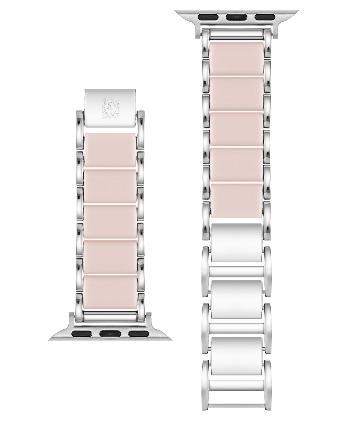 Anne Klein Women's Pink Rubberized Link With Silver-tone Alloy Metal Band For Apple Watch 10 38/40/41mm In Pink