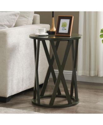 Emma Side End Table - Modern Round Farmhouse Accent Table - Side Table for Living Room, Bedroom, Office
