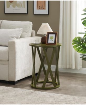 Emma Side End Table - Modern Round Farmhouse Accent Table - Side Table for Living Room, Bedroom, Office