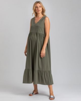 Maternity V-Neck Poplin Waterlily Maxi Dress