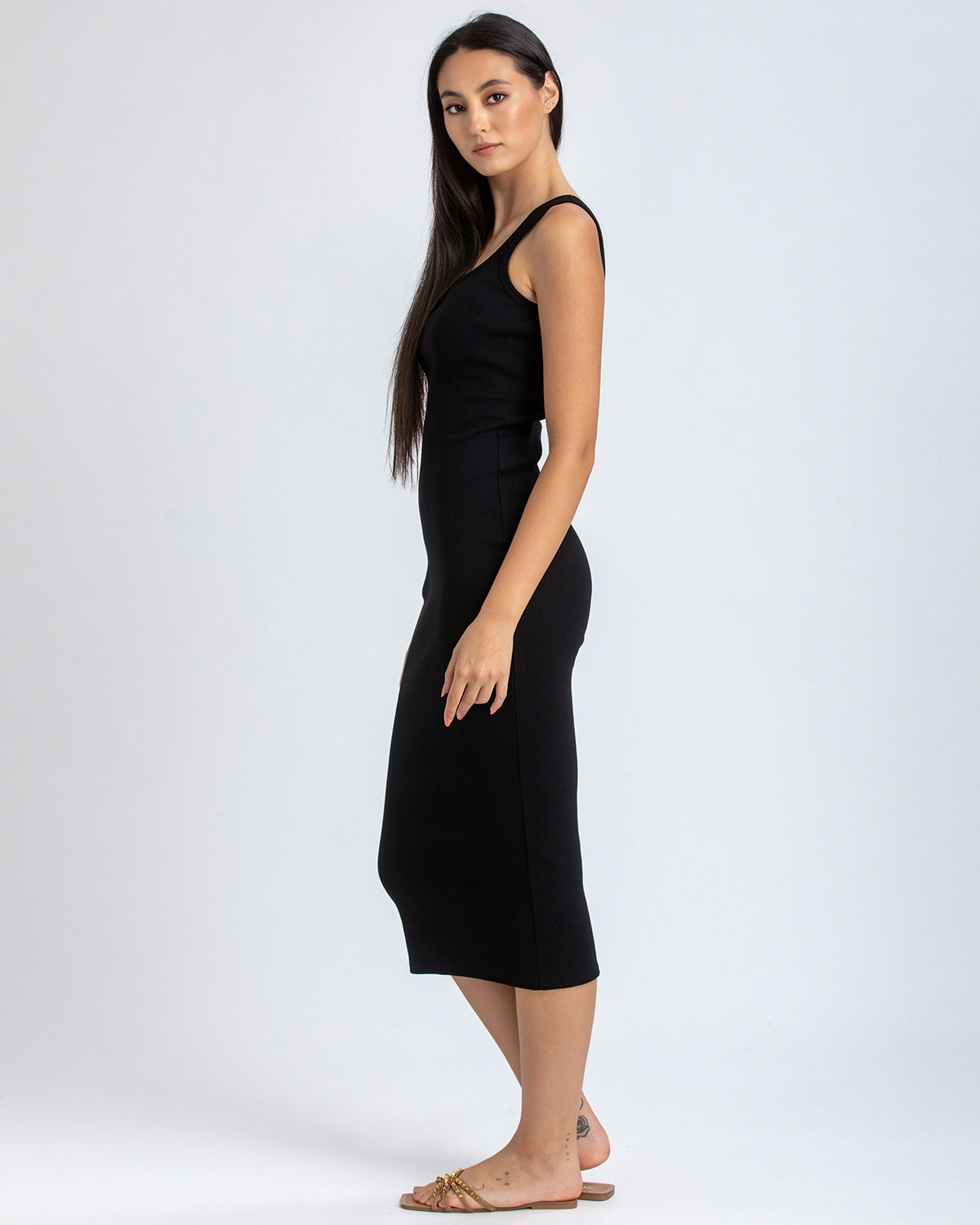 Pietro Brunelli Milano Women's Sleeveless Square Neck Super Stretch Belle Dress In Black