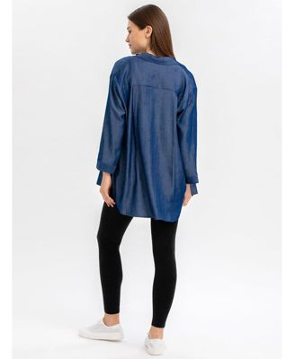Maternity 3/4 Sleeve Chambray-look Viscose Erica Blouse