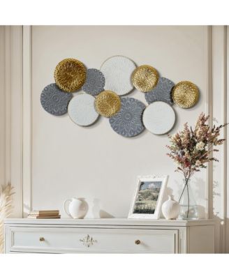 48-In Wide Connected Circles Metal Wall Decor Sculpture
