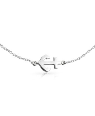 Nautical Ocean Sideways Boat Anchor Charm Anklet Ankle Bracelet .925 Sterling Silver Adjustable 9 To 10 Inch With Extender