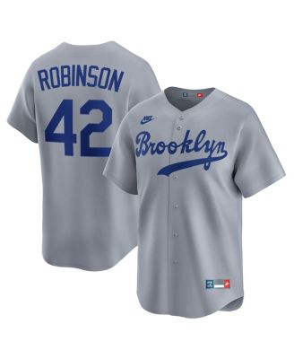 Nike - Men's Jackie Robinson Gray Brooklyn Dodgers Throwback Cooperstown Collection Limited Jersey