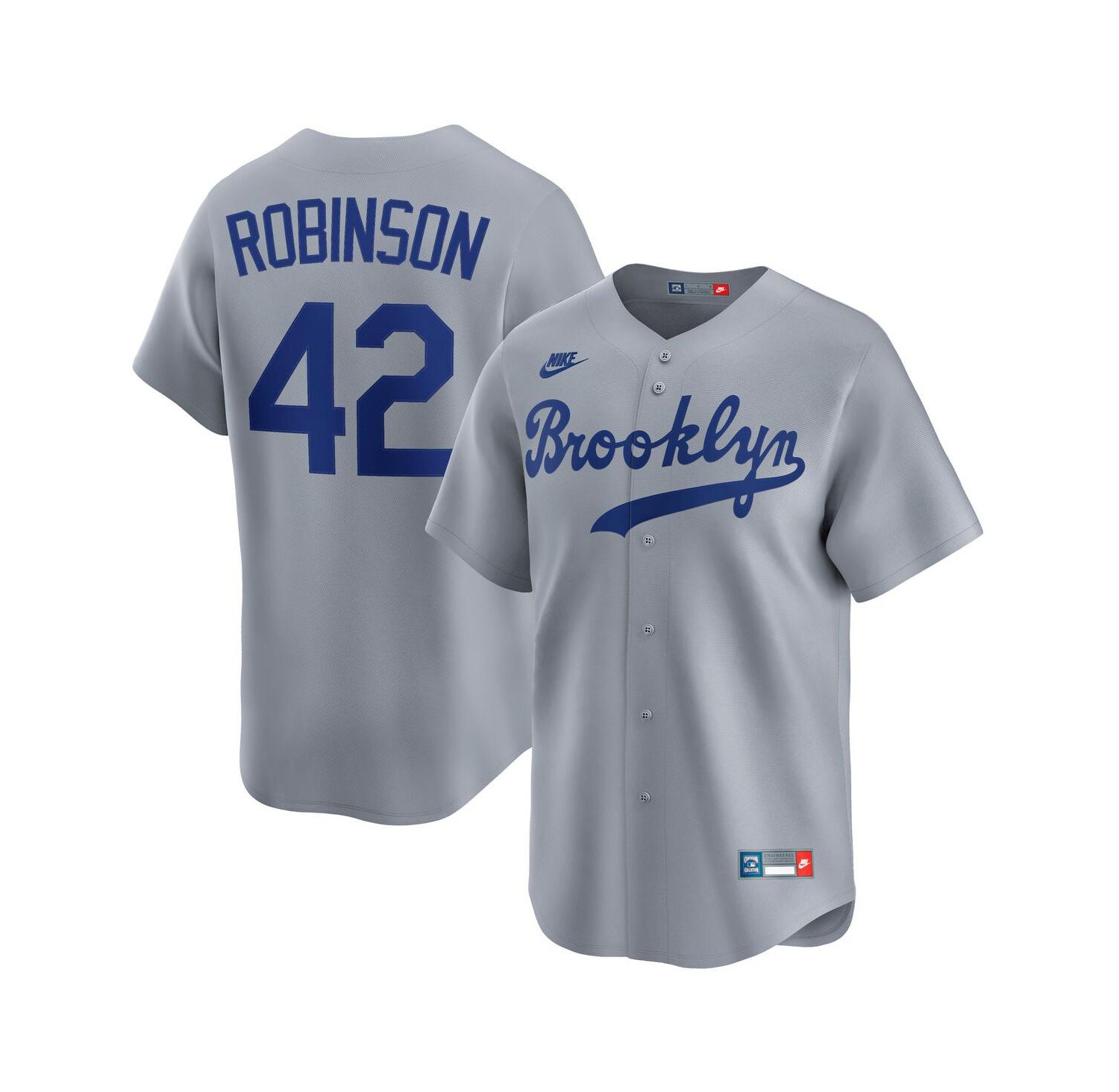 Men's Jackie Robinson Gray Brooklyn Dodgers Throwback Cooperstown Collection Limited Jersey