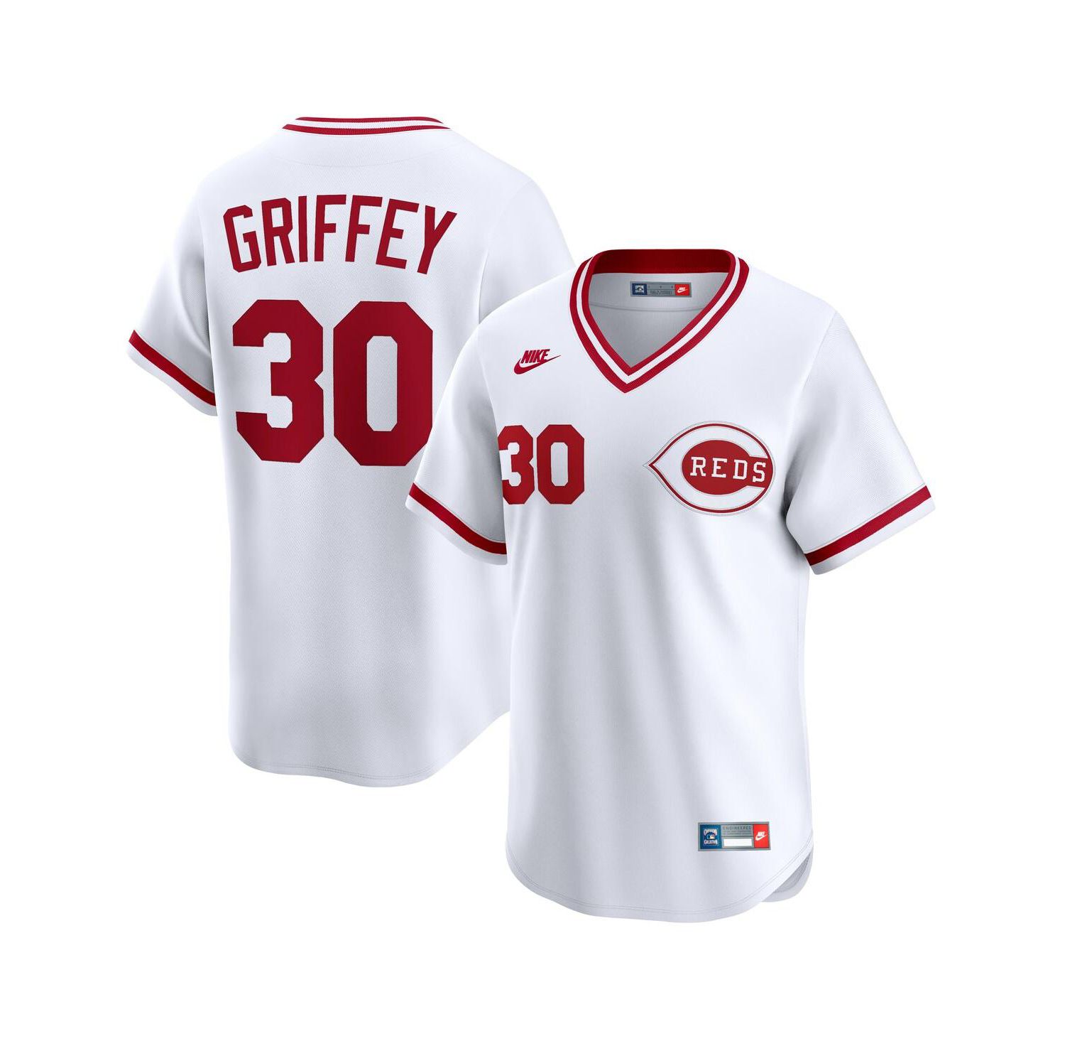 Men's Ken Griffey White Cincinnati Reds Throwback Cooperstown Collection Limited Jersey