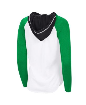 Women's White/Green Dallas Stars VIP Raglan Long Sleeve Hoodie T-Shirt