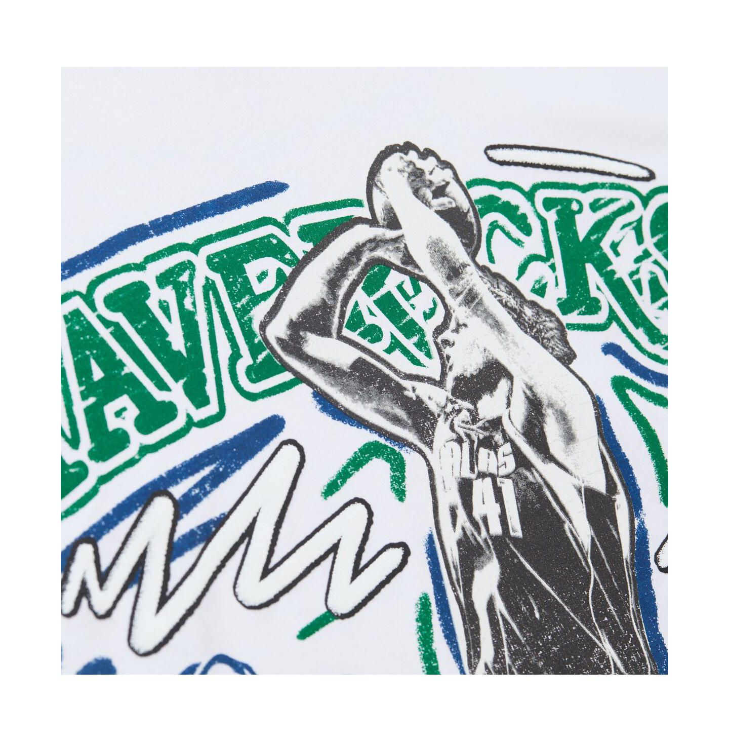 Мужская футболка Mitchell & Ness Dirk Nowitzki White Dallas Mavericks Hardwood Classics Chalked Up — фото 3