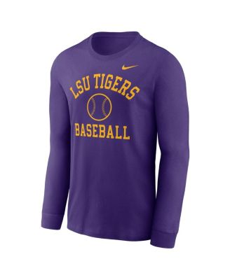 Men's Purple LSU Tigers Essential Baseball Arch Long Sleeve T-Shirt