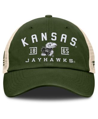Men's Olive Kansas Jayhawks OHT Military Appreciation Frontier Trucker Adjustable Hat