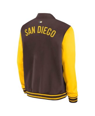 Men's Brown/Gold San Diego Padres Authentic Collection Dugout Full-Zip Bomber Jacket