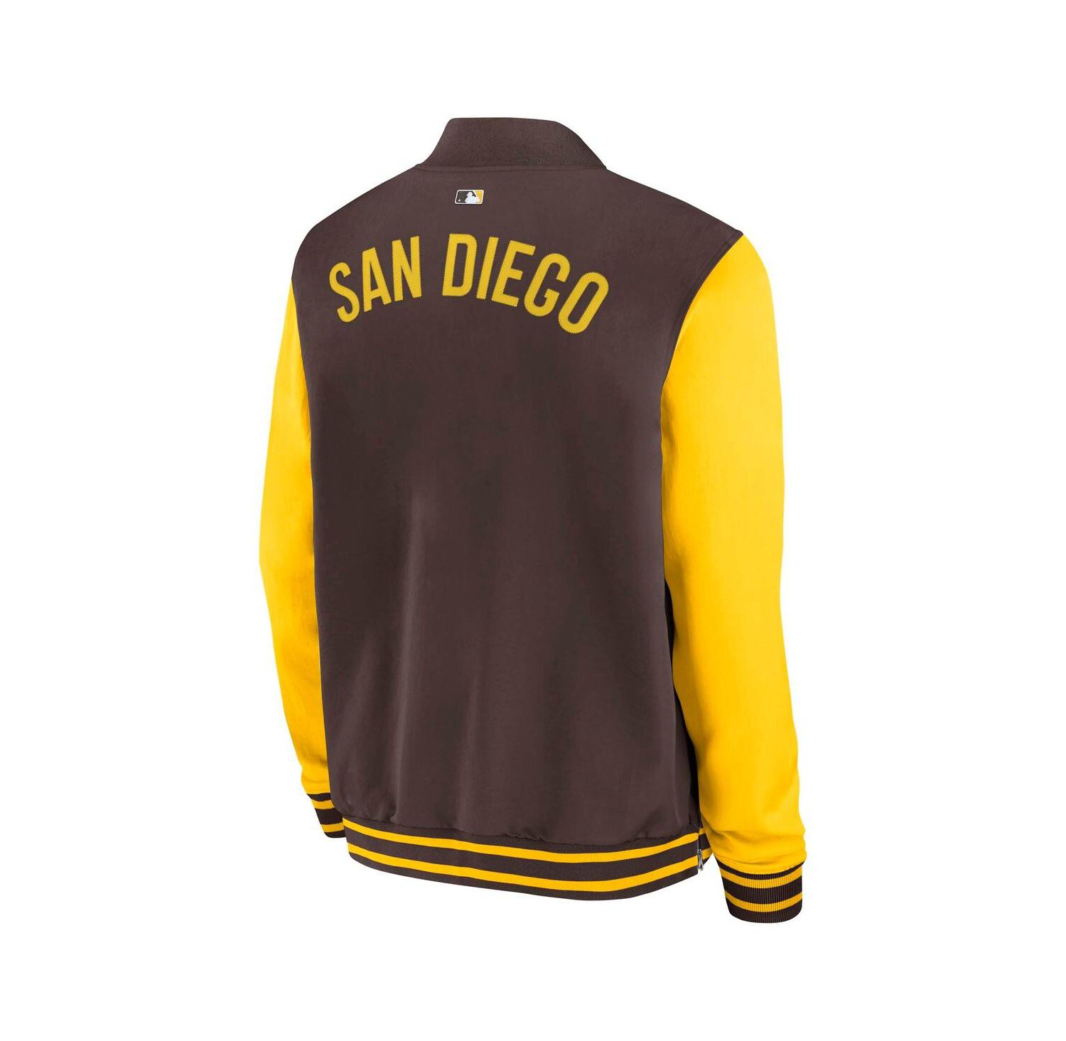 Men's Brown/Gold San Diego Padres Authentic Collection Dugout Full-Zip Bomber Jacket