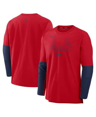 Nike - Men's Red/Navy St. Louis Cardinals Authentic Collection Player Lightweight Performance Long Sleeve Top