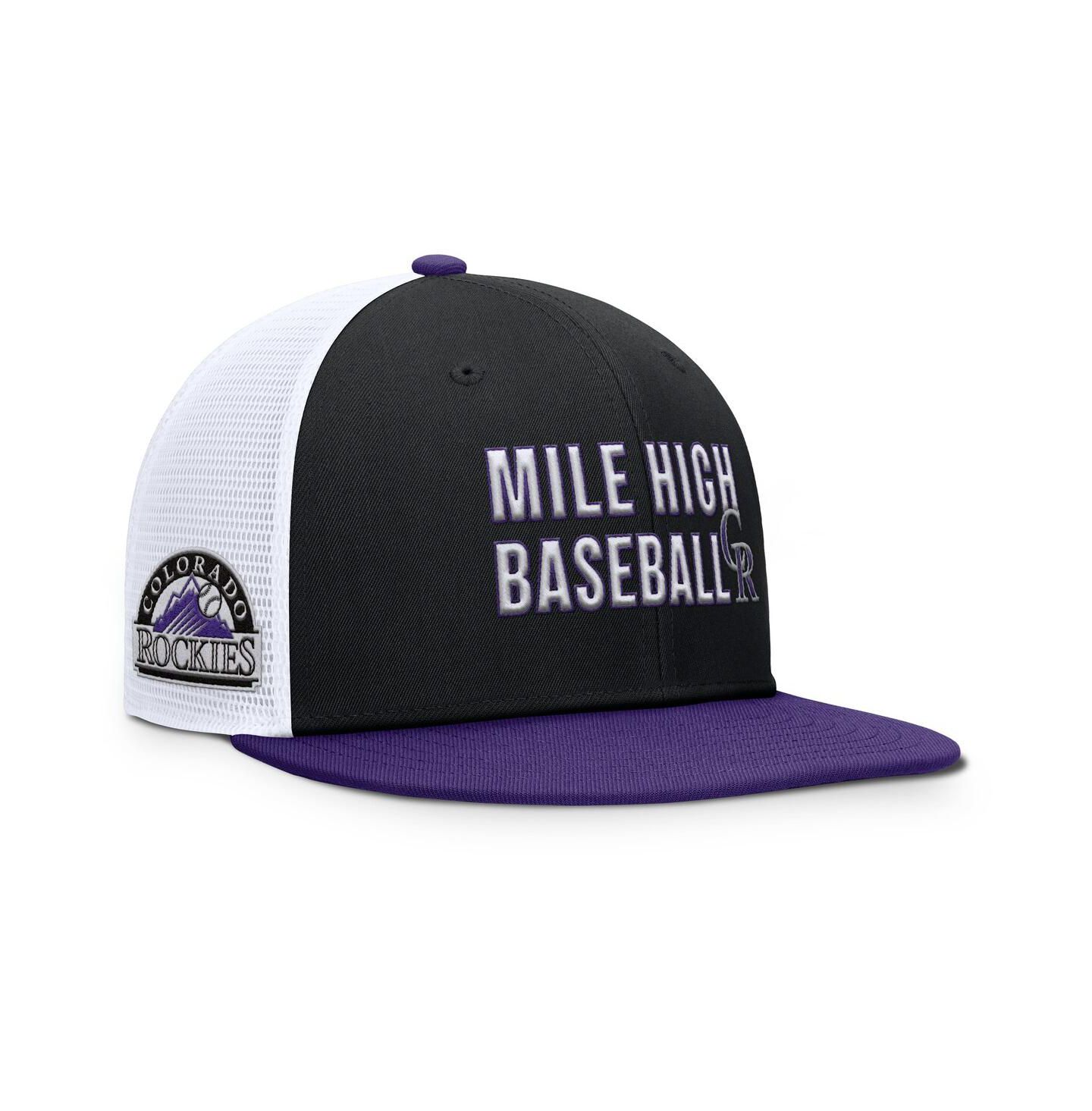 Мужская кепка Nike Black/Purple Colorado Rockies Pro Trucker Snapback Hat — фото 1