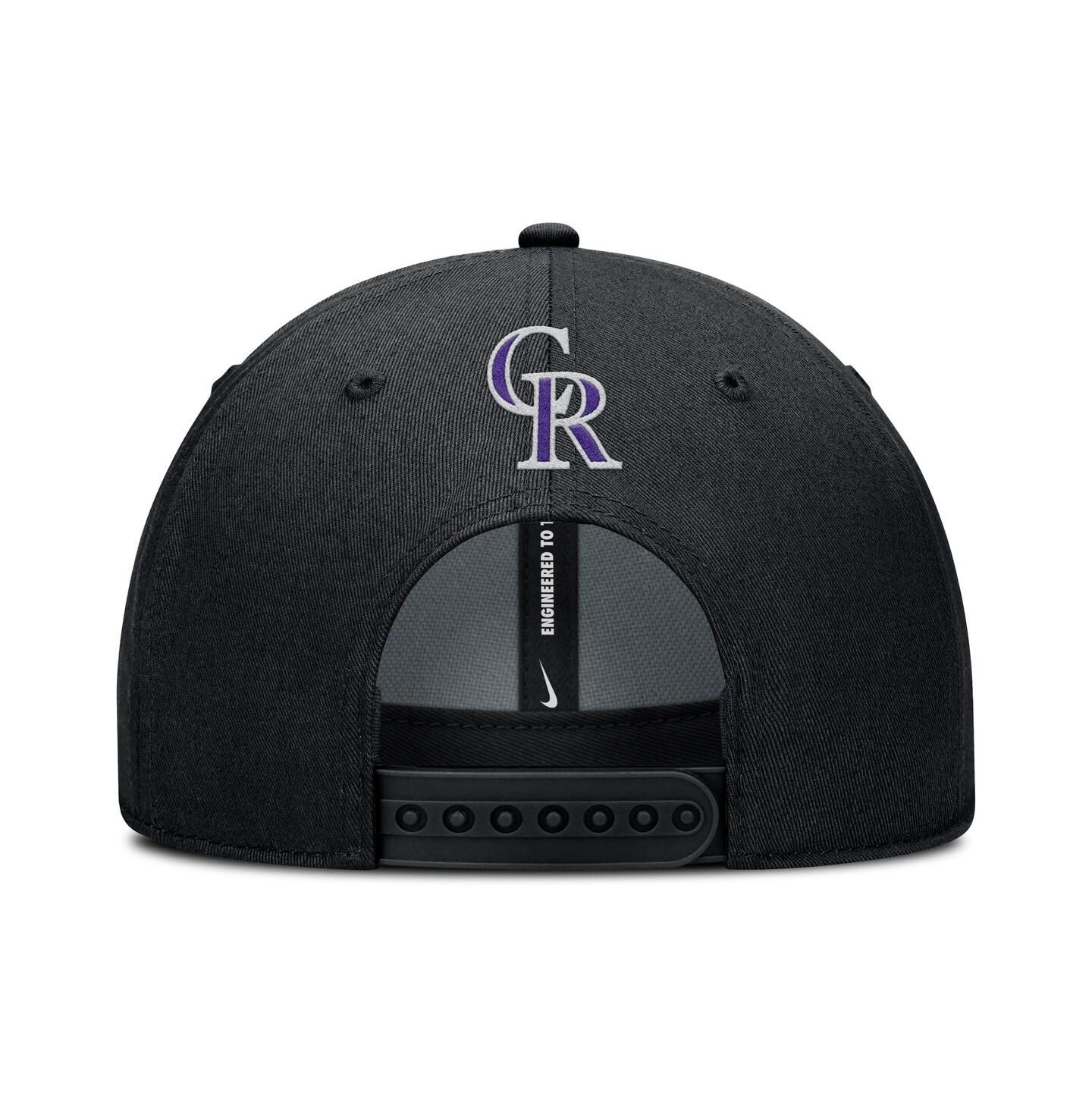 Мужская кепка Nike Black Colorado Rockies Rise Gaberdine Adjustable Hat — фото 2