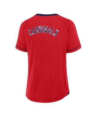 Women's Red St. Louis Cardinals League Diva Star Raglan V-Neck T-Shirt