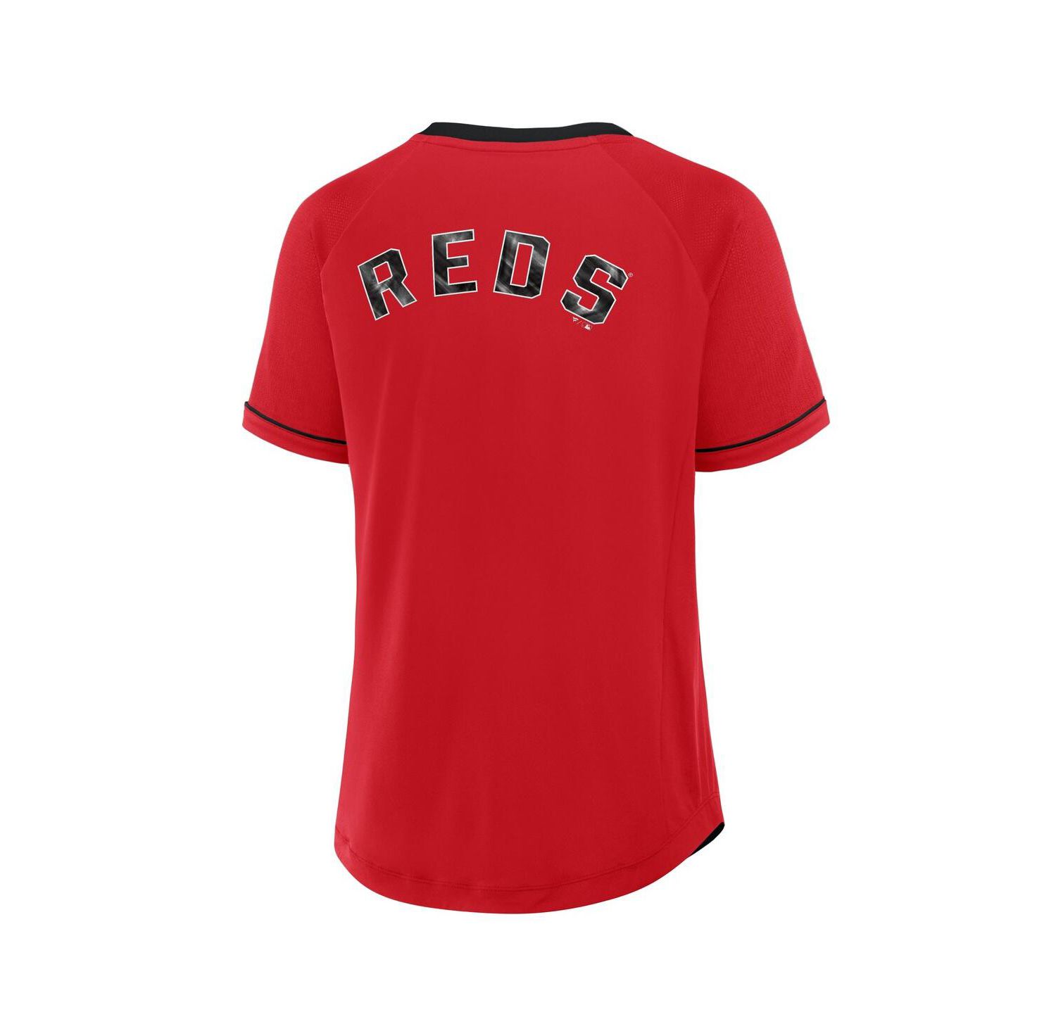 Women's Red Cincinnati Reds League Diva Star Raglan V-Neck T-Shirt