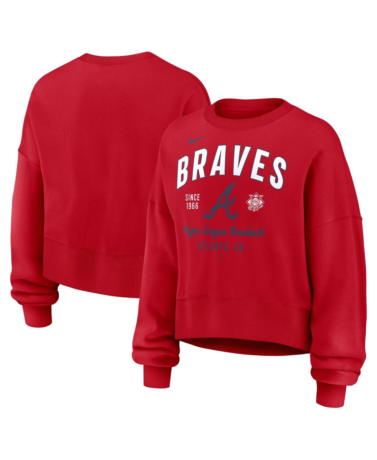 Nike Atlanta Braves  Women's Mlb Pullover Crew In Red