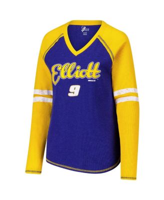 Women's Royal Chase Elliott Winner Tri-Blend V-Neck Long Sleeve T-Shirt