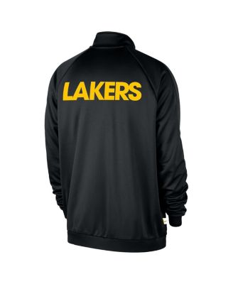 Men's Black Los Angeles Lakers Courtside Pique Club Full-Zip Track Jacket