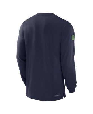 Men's College Navy Seattle Seahawks Sideline Player Performance Long Sleeve T-Shirt