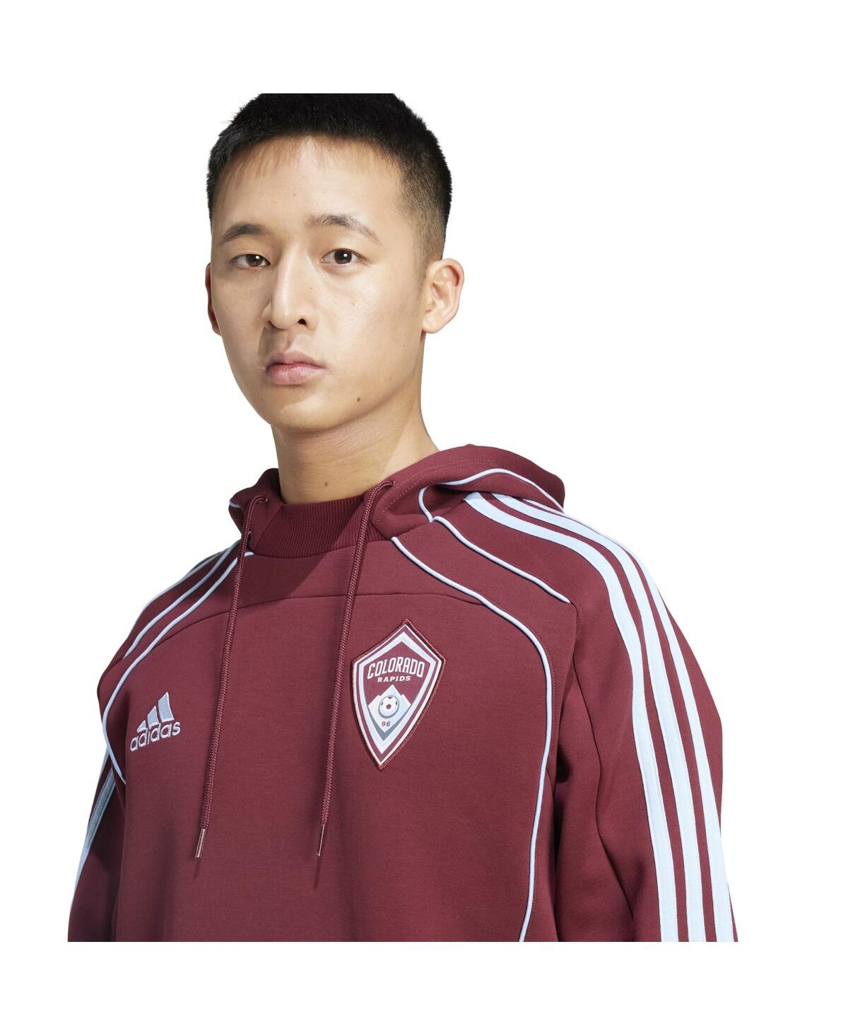 ADIDAS ORIGINALS MEN'S BURGUNDY COLORADO RAPIDS 2025 TRAVEL PULLOVER HOODIE 