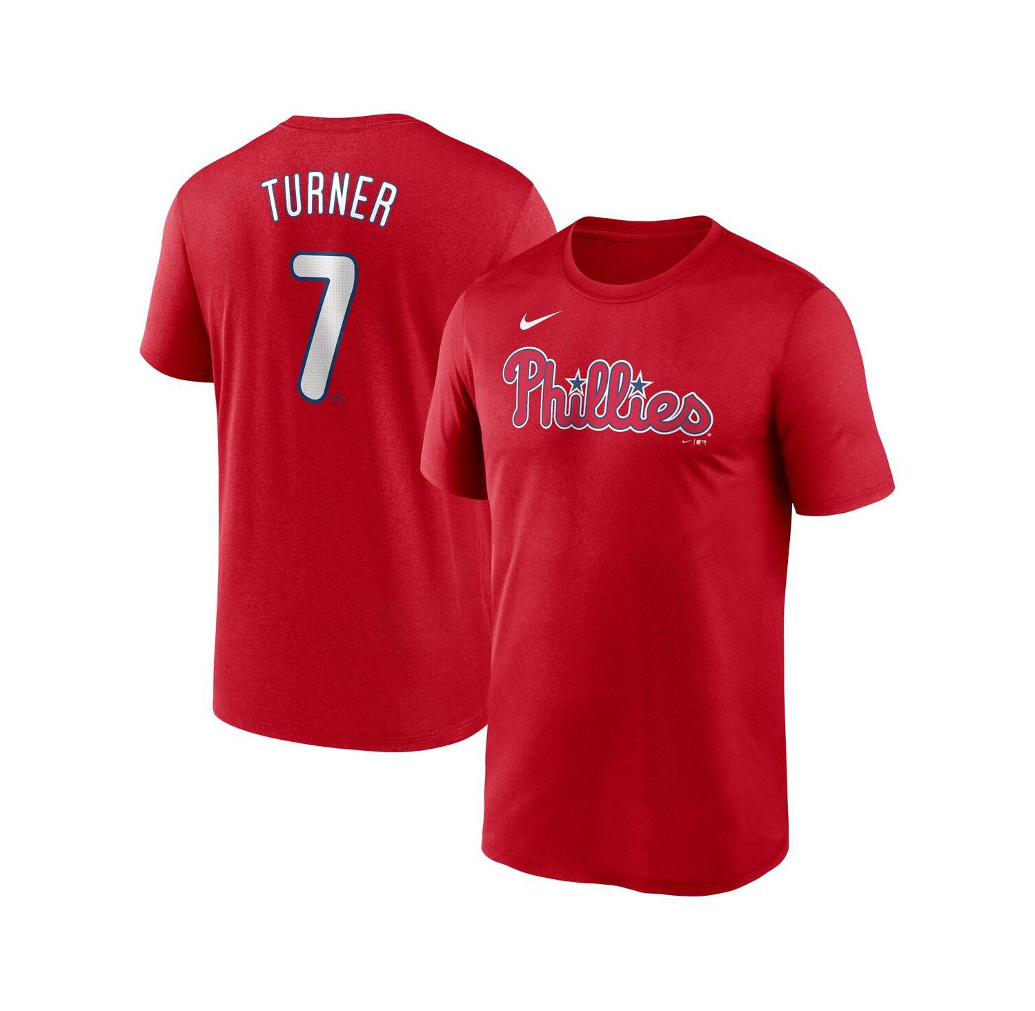 Men's Trea Turner Red Philadelphia Phillies Legend Name and Number Home T-Shirt
