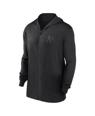 Men's Black Oakland Athletics Authentic Collection Travel Performance Lightweight Full-Zip Hoodie