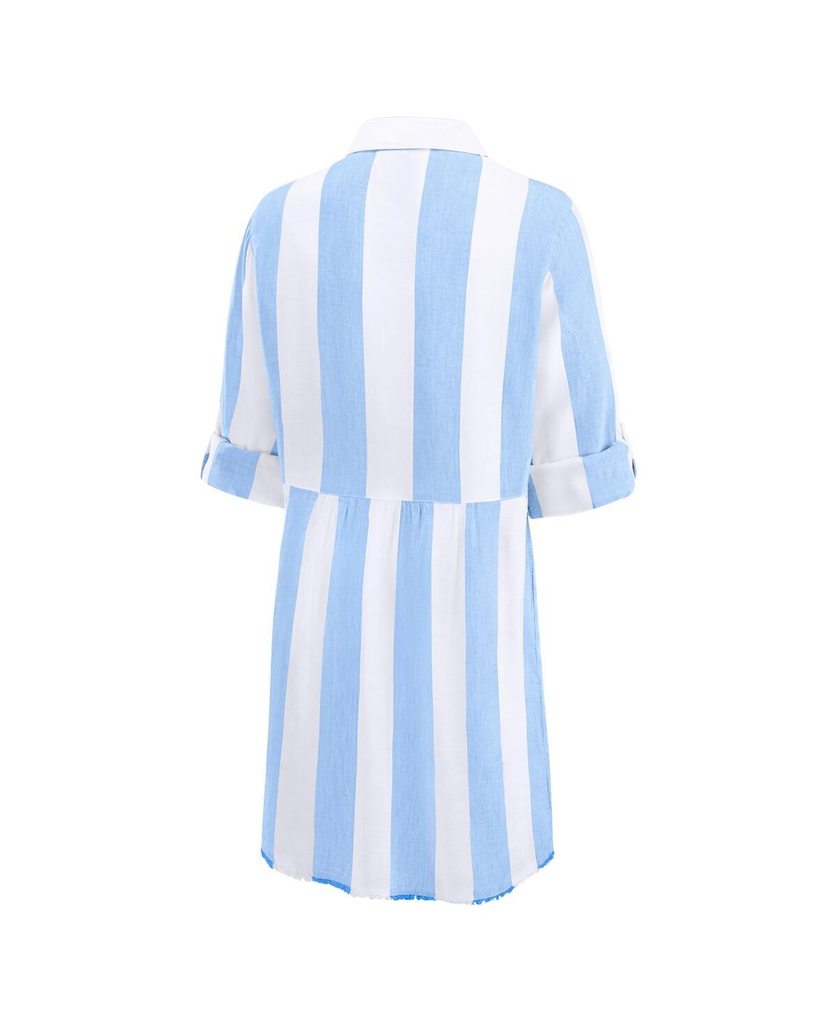 Tommy Bahama Women's Blue/white Detroit Lions Rugby Beach Stripe Button-up Tunic In Blue,white