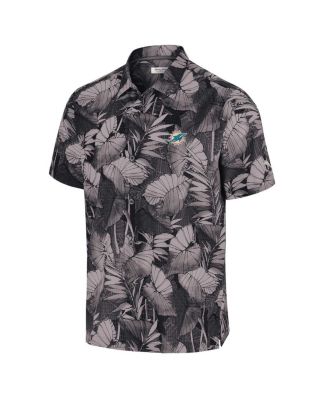 Men's Black Miami Dolphins Bahama Coast Nuevo Fronds Camp Button-Up Shirt