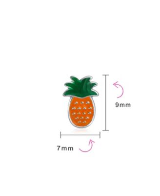 Tiny Small Summer Fruit Enamel Red Green Watermelon Stud Earrings .925 Sterling Silver