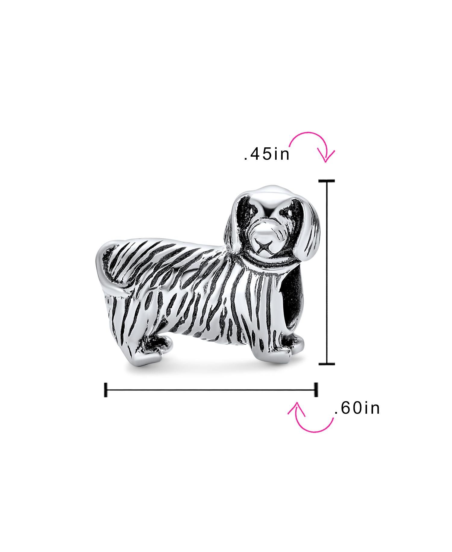 Pet Puppy Animal Lover Charm Bead for Bracelet .925 Sterling Silver