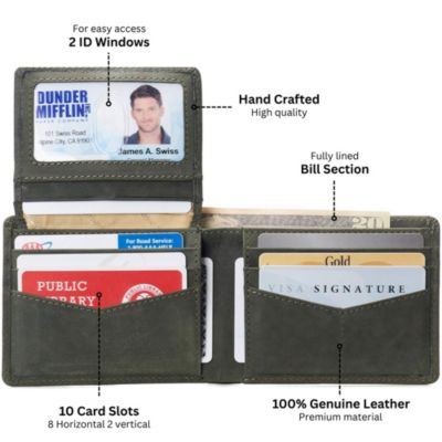 Men's Connor Executive Bifold Wallet | Business Passcase for Men | Premium Leather | Dual ID Windows | RFID Blocking | Gift Box Included