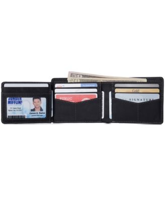 Men's Wallet for Men RFID Protected Leather Wallet Spencer Bifold Divided Bill Section Gift Box 2 ID Windows 14 Card Storage Pockets