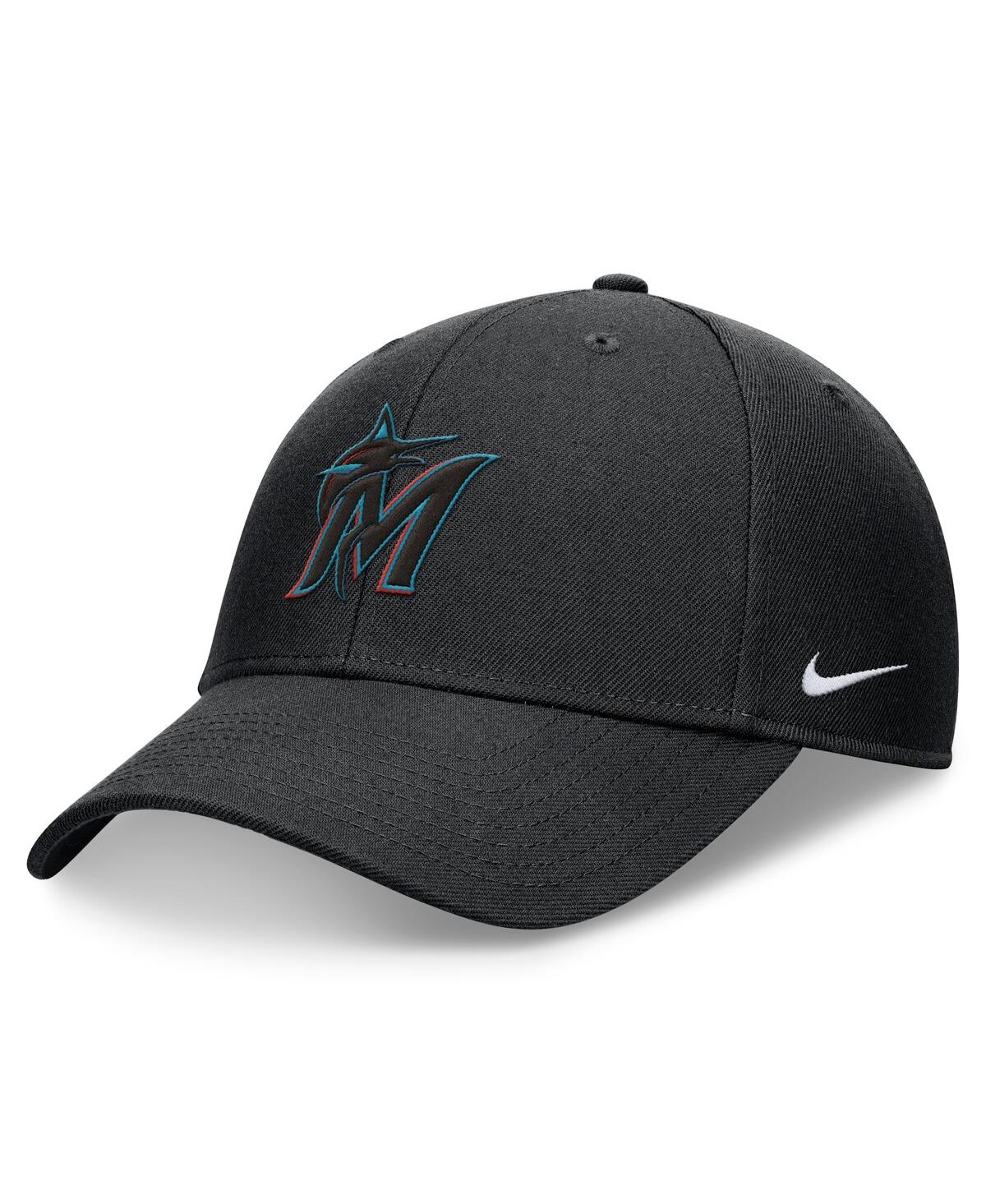 Nike Men's Black Miami Marlins Club Performance Adjustable Hat In Black