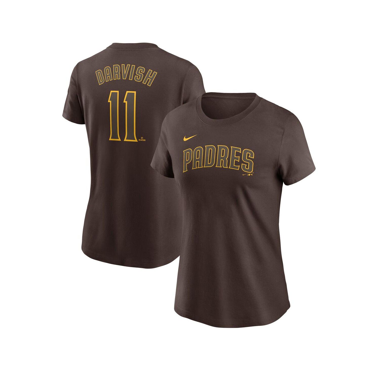 Women's Yu Darvish Brown San Diego Padres Fuse Name & Number T-Shirt