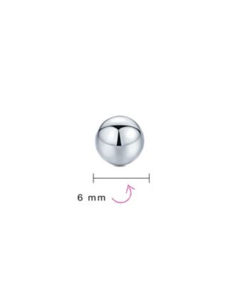 Minimalist Plain Simple Round Bead Ball Tragus Cartilage Stud Earrings Shiny Polish .925 Sterling Silver